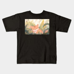 Whimsical Jungle Cat Watercolor Illustration Kids T-Shirt